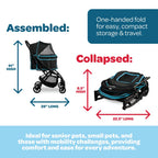 Carlson Pet Stroller, Includes 360 Degree Front Wheel Swivel, Rear Wheel Breaks, Reflective Trim, Mesh Panels, Umbrella and Mesh Canopy, Folds Easily to a Fraction of its Size,Black