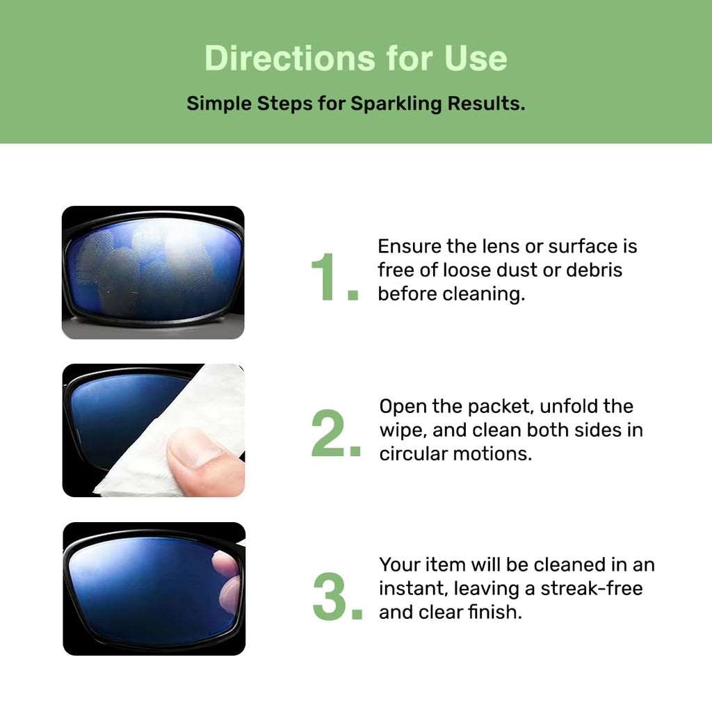 SOLWST Optix Lens Cleaning Wipes - 300 Pre-Moistened, Individually Wrapped Wipes for Eyeglasses, Camera Lenses, Tablets, Phones, Computer Screens, and Other Surfaces