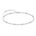 CHIC & ARTSY Ankle Bracelets 925 Sterling Silver Beaded Chain Anklets for Women Simple Foot Jewelry Adjustable Anklets for Women