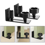 SMARTSTANDARD Sliding Barn Door Floor Guide for Bottom Adjustable Roller - 8 Setup Options for DIYers - Flush Design Bottom Flat Barn Door Floor Guide Stay Roller (Black) 2PCS