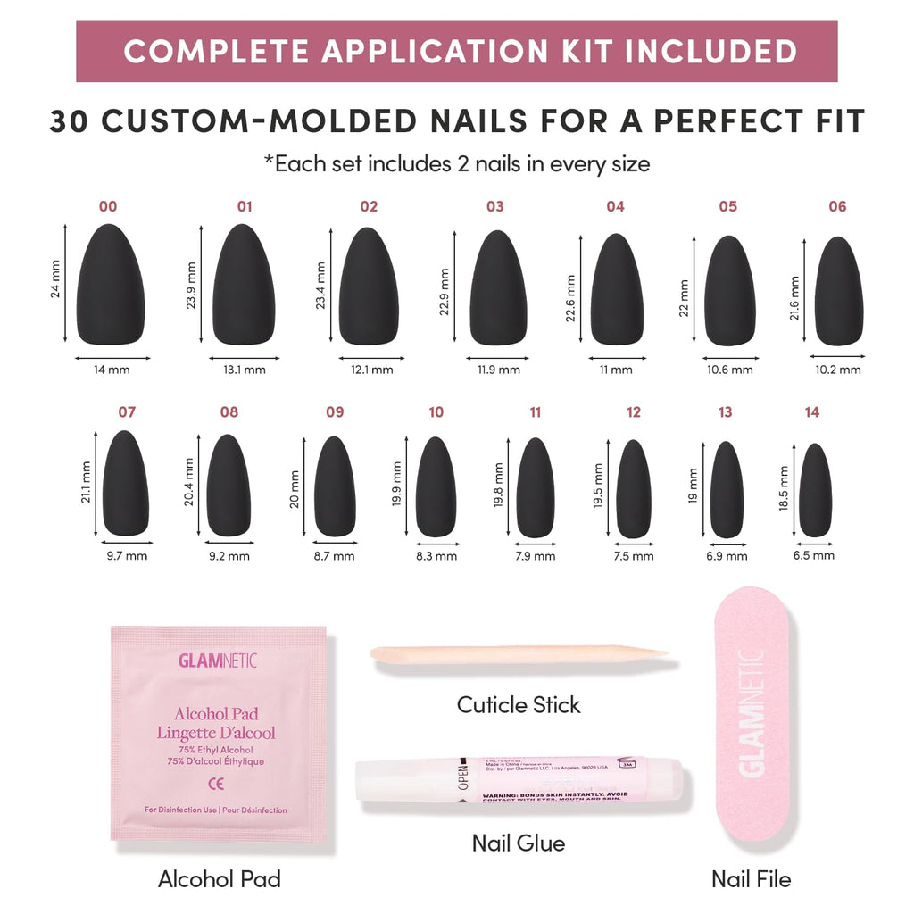 Glamnetic Halloween Press On Nails, Medium Almond, Matte, Red Bottom