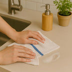 ZUPERIA Bar Mop Towels - 60 Pack (16"x19") - 100% Cotton High Absorbency Kitchen Towels – Reusable Dish Cloths, Quick-Dry Rags with Blue Stripe – Ideal for Restaurants, Cooks, Bartenders & Homes
