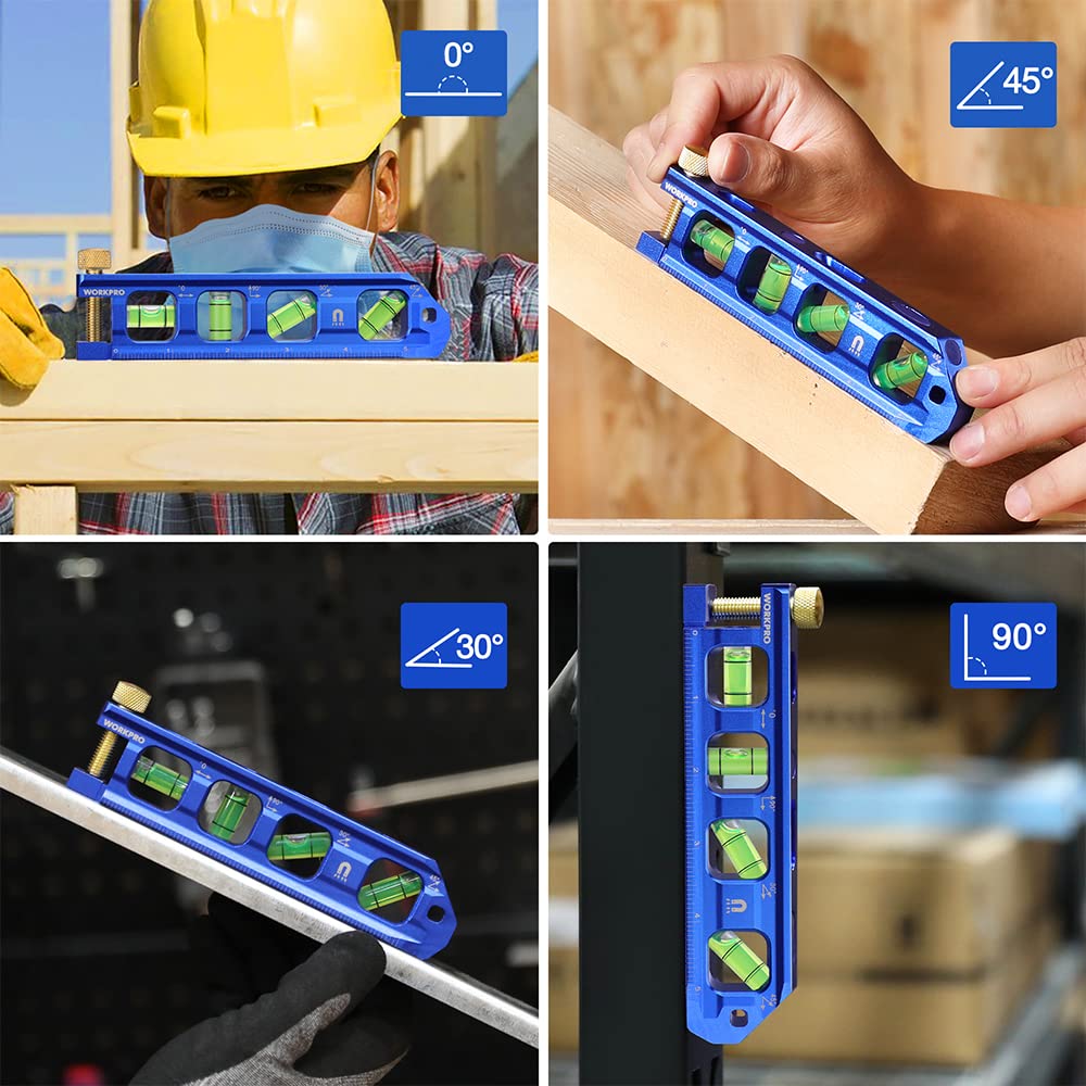 WORKPRO 6.3 Inch Magnetic Torpedo Level, Bubble Level Tool, Aluminium Alloy