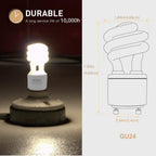 UNITEDLUX 13Watt T2 Spiral CFL GU24 2 Prong Light Bulb Base 2700K 900lm 120v 60Hz Light Bulb- Mini Twist Lock Spiral -Self Ballasted Compact Fluorescent Soft White Pack of 3