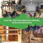 JT Eaton 410BULK Jawz Plastic Rat Trap, High Tension Spring, Reusable Rodent Snap Trap for Solid or Liquid Bait, 12 Pack