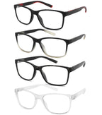 Blue Light Blocking Reading Glasses for Men,4 Pack Stylish Computer 1.5 Readers with Spring Hinges,Anti Glare/Eye Strain Filter UV Ray Magnigying Reader Eyeglasses,+1.50 Magnification Strength