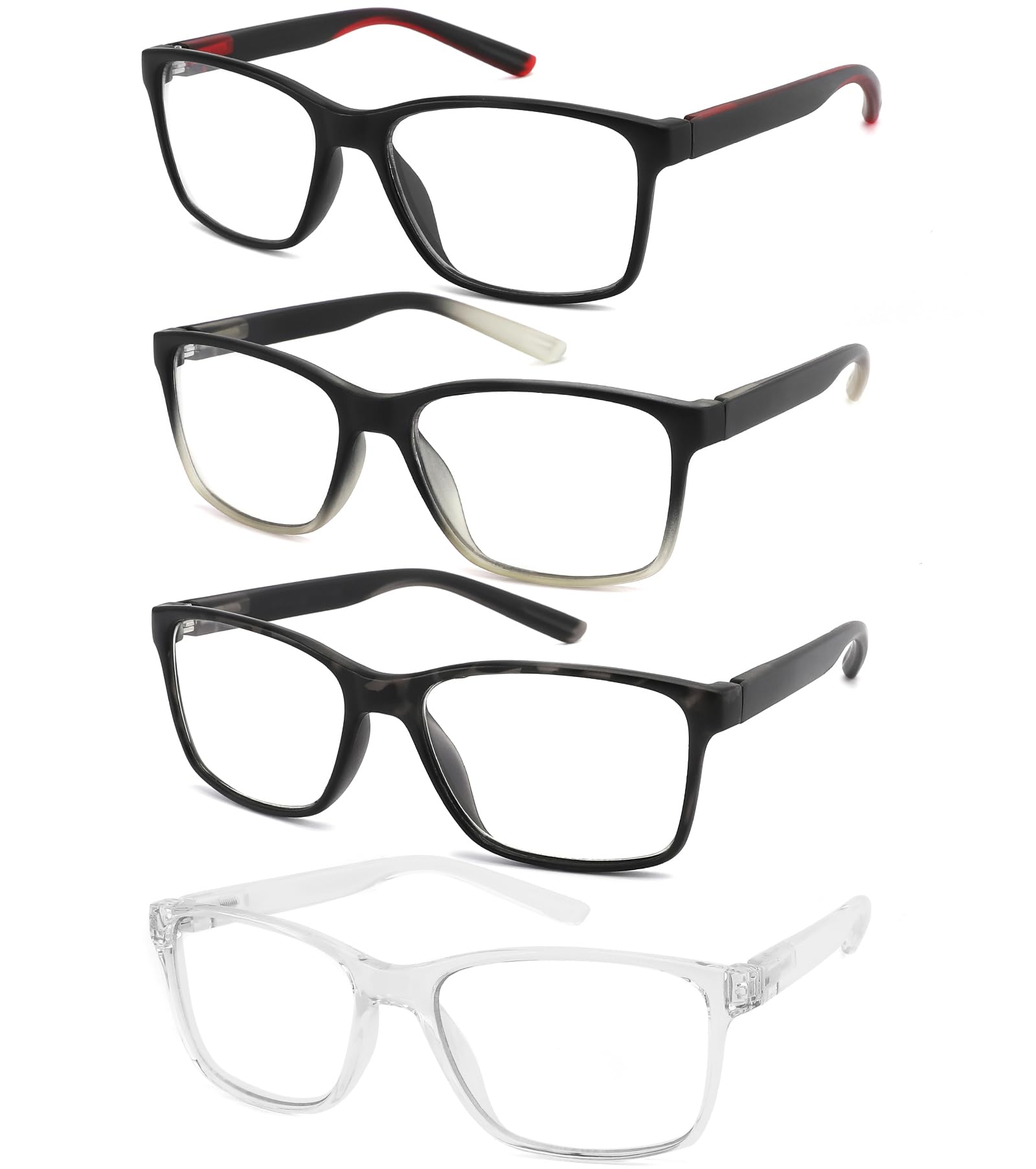 Blue Light Blocking Reading Glasses for Men,4 Pack Stylish Computer 1.5 Readers with Spring Hinges,Anti Glare/Eye Strain Filter UV Ray Magnigying Reader Eyeglasses,+1.50 Magnification Strength