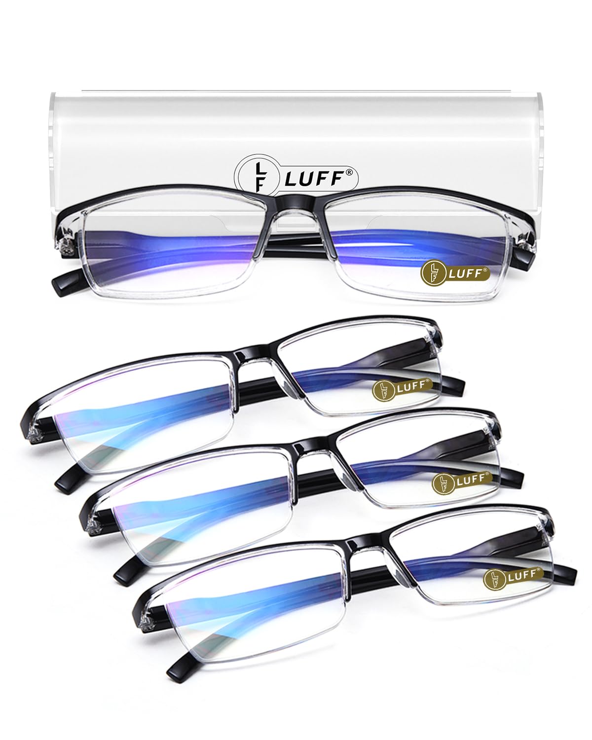 LUFF 4Pcs Anti-Blue-ray Reading Glasses Portable Ultra-Light Readers(2.5X)