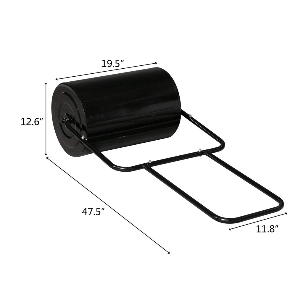 VINGLI 20 Inch Lawn Roller Water Filled Pull Behind Garden Drum Roller Push/Tow Behind, Water/Sand Filled for Garden, Lawn, Backyard (Black)