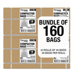 Ultrasac 18 Gallon Compactor Bags (160 Pack with Ties) For 18 Inch Compactors - 28.25" x 33.5" Heavy Duty 2.5 MIL Garbage Disposal Bags Compatible with Whirlpool