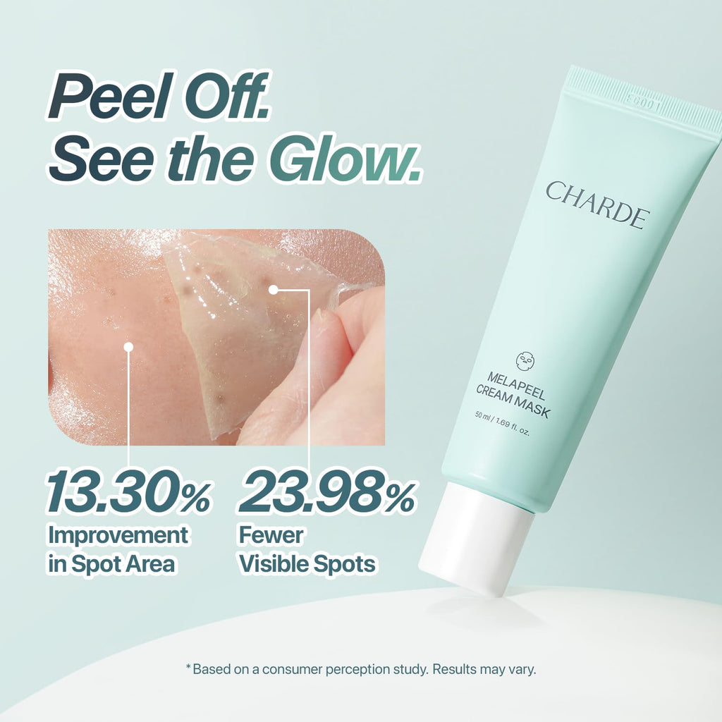 CHARDE Peel Off Cream Mask for Dark Spots, Cream-to-Clear Mask for Brighter, More Even-Looking Skin, At-Home Care Routine (50ml)