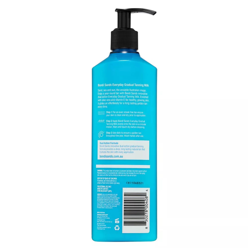 Bondi Sands Everyday Gradual Tanning Milk | Long-lasting, Tanning Body Moisturizer Enriched With Aloe Vera and Vitamin E for Glowing Skin, 12.68 Fl Oz