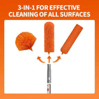 Ceiling Fan Cleaner Duster with 72‘’ Extendable Long Handle Cleaning Duster Kit, Reusable Chenille & Microfiber Mop Head for High Ceiling Fan Blade Wall Blinds Cobweb