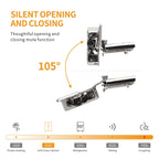 Chibery 10 Pack 1/2" Overlay 4D Soft Close Concealed Hinges for Face Frame Door, Adjustable Closing Speed, Smooth Slow Self Close Hinges, Satin Nickel, 105° Open Angle Stainless Steel Cabinet Hinges