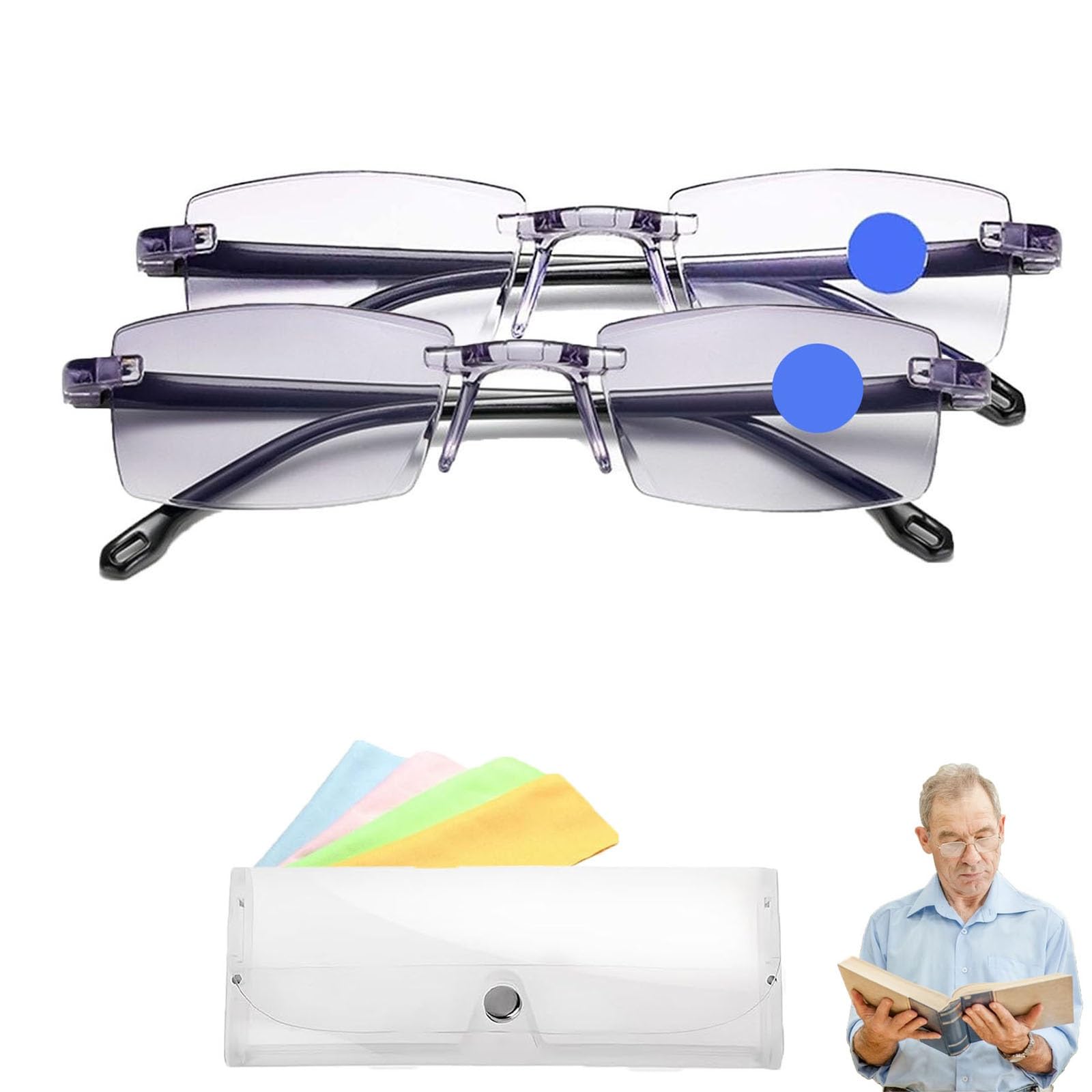 Intelligent Dual Focus Glasses, 2026 New Self Sync Wonder Glasses, Adjustable Auto Focus Eyeglasses for Women Men(2pcsB)