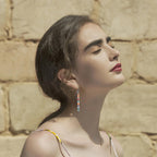 Phyonio Turquoise Earrings for Women 925 Sterling Silver Multicolor Gemstones Dangle Earrings Bohemian Style Statement Bar Earrings Dangle Earrings for Women Summer Earrings Valentines Gifts