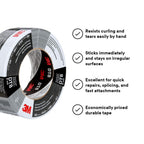 3M Duct Tape DT8, 3 Pack, Industrial Strength, Multi-Use, Silver color tape, 1.88" x 60 yd, Tear by Hand, Professional Grade Adhesive, Perfect for HVAC, Bundling, Moisture Proofing, and Reinforcing