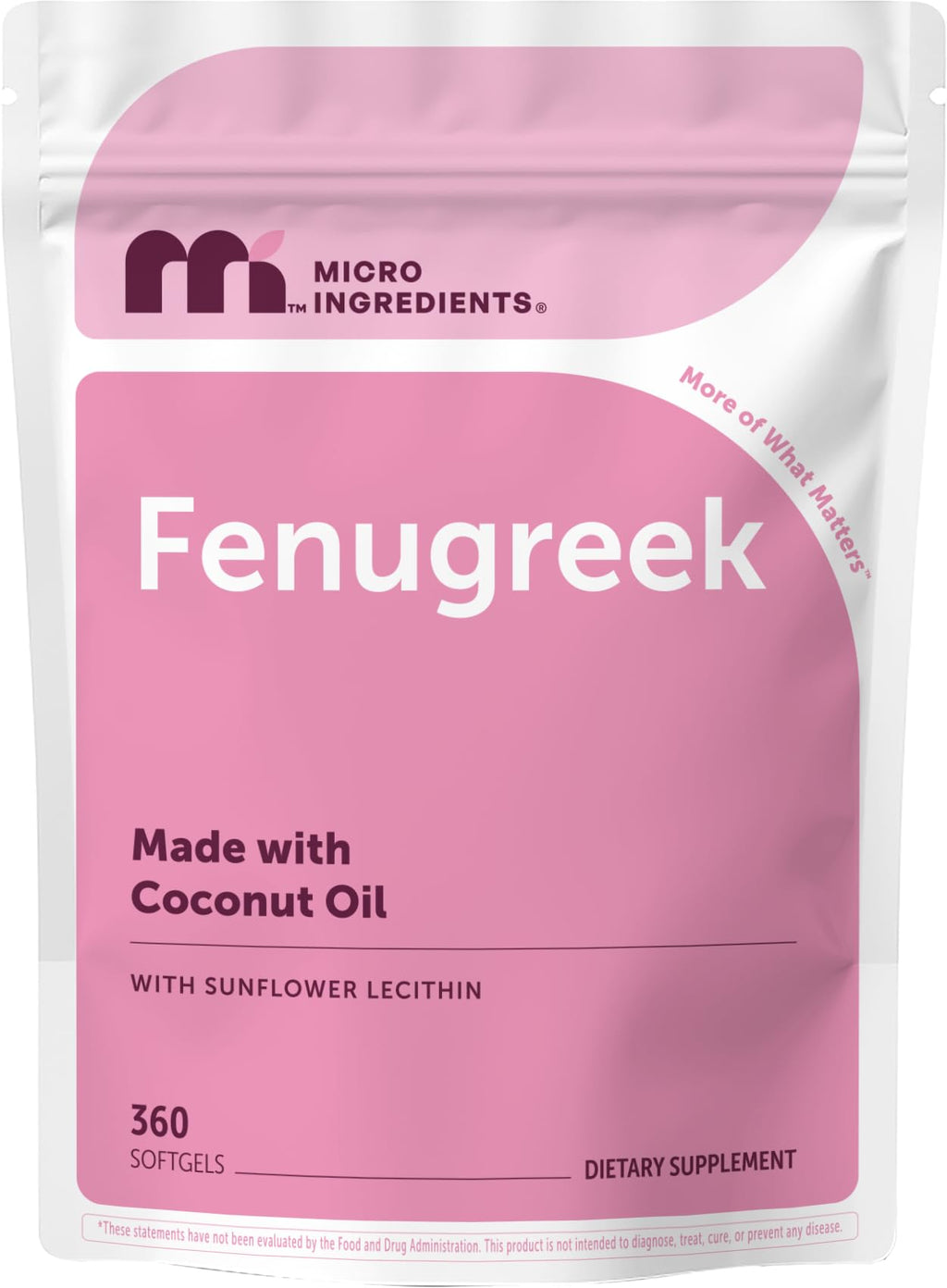 Micro Ingredients Fenugreek with Sunflower Lecithin, 360 Softgels, 6 Month Supply | Fenugreek Seed Extract for Breastfeeding & Lactation Support* | Made with Coconut Oil | Non-GMO