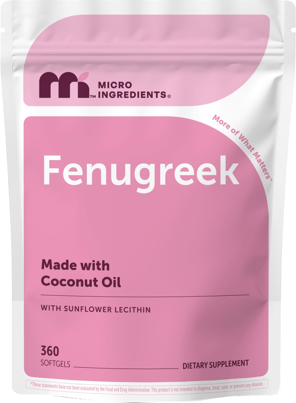 Micro Ingredients Fenugreek with Sunflower Lecithin, 360 Softgels, 6 Month Supply | Fenugreek Seed Extract for Breastfeeding & Lactation Support* | Made with Coconut Oil | Non-GMO