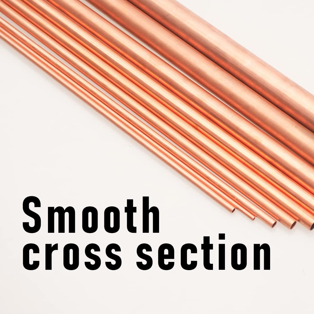 Tynulox 1/4"(6.5mm) OD 99.9% Copper Tube 0.5mm Wall × 300mm Length × 4Pcs, Pure Copper Tubing 110 Copper Seamless Round Tubing for Refrigerator, Jewellery and Industry