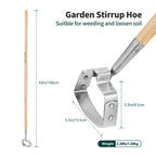 Berry&Bird Action Hoe, 63'' Stainless Steel Hula Stirrup Hoe, Wooden Grip