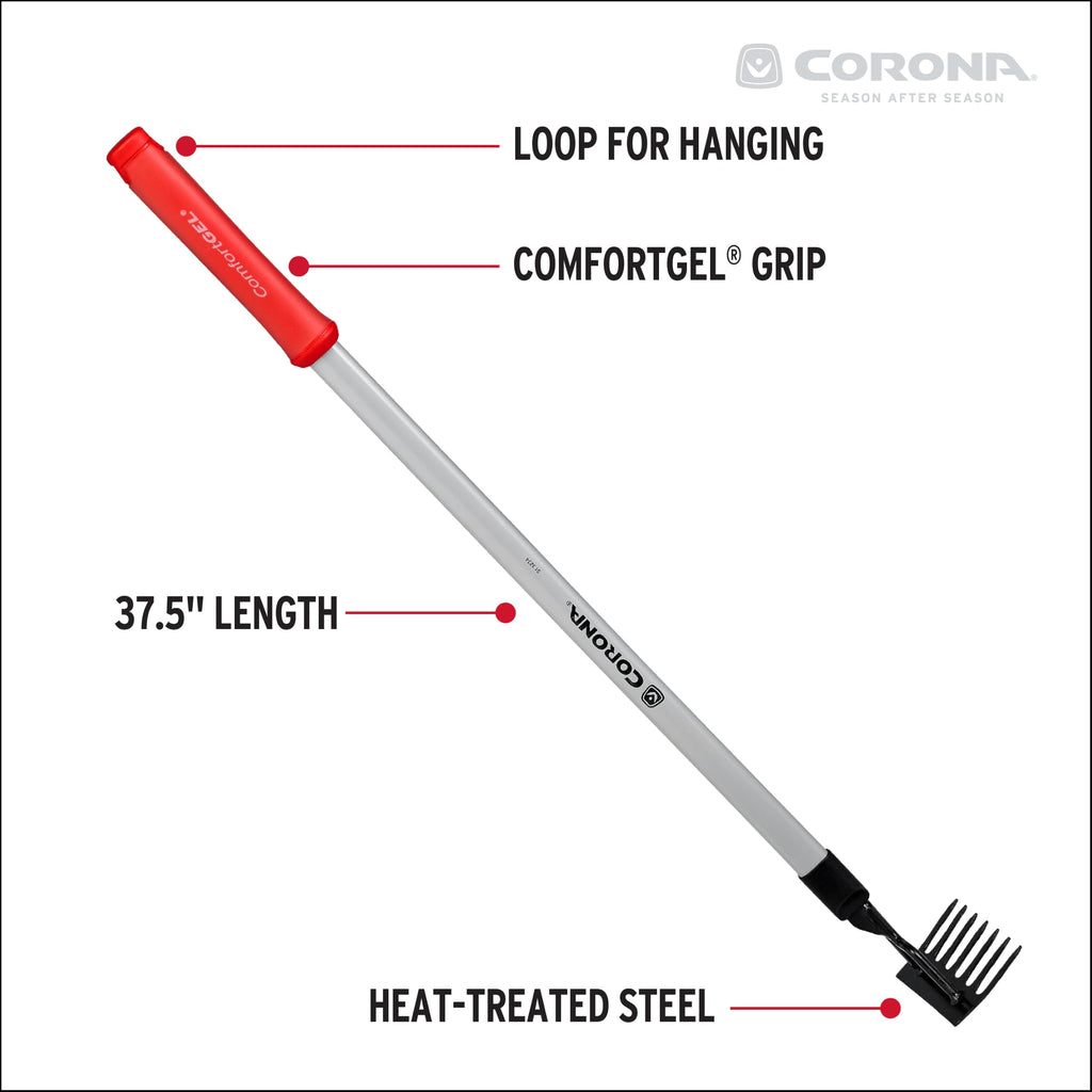 Corona Tools GT 3234 Reach 7-Tine Extended Rake, Silver,RED,Black
