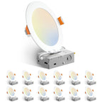 Amico 12 Pack 6 Inch LED Recessed Lighting, Canless Wafer Downlight, White