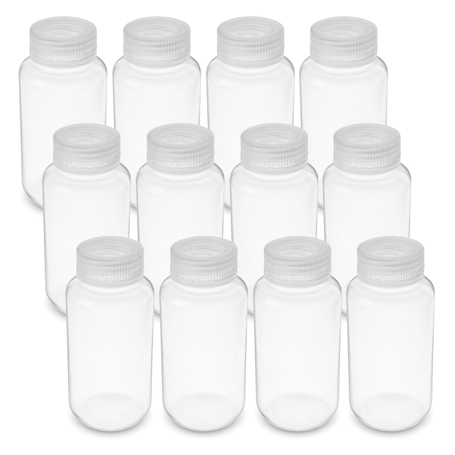 United Scientific™ Sample Bottles with Lids, Polypropylene, 250ml, 12-Pack