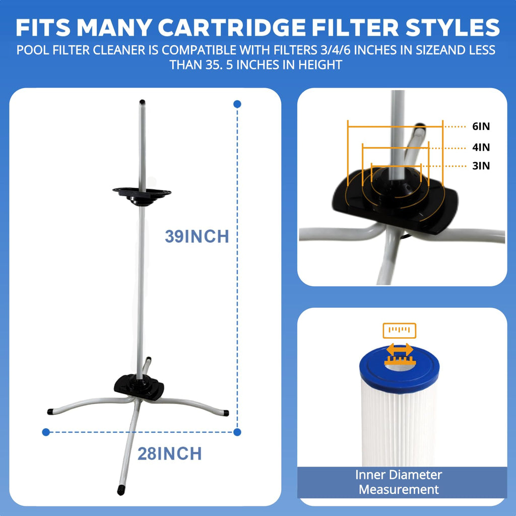 Skimzy Pool Filter Cleaning Stand with Support Bar, Lay-Down Stand for ...