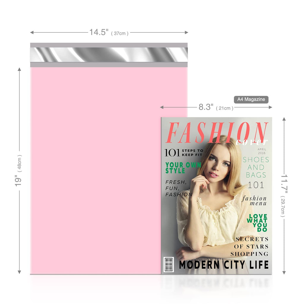 Fuxury Poly Mailers 14.5x19 Inch 50pc Shipping Bags for Small Business Pink