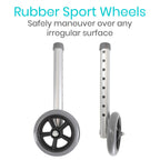 Vive Walker Wheels, Ski Glides, Accessories Covers for Seniors (6 PCS), Replacement Feet Parts Ball Set for Folding Medical Roller Safety- Front, Back Stability 5" Rubber, Bariatric - Universal Size