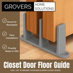 3-Pack Sliding Closet Door Floor Guide Bracket | Universal Fit for 1-3/8" Width Bypass Doors (Gray) | Grovers Home Solutions