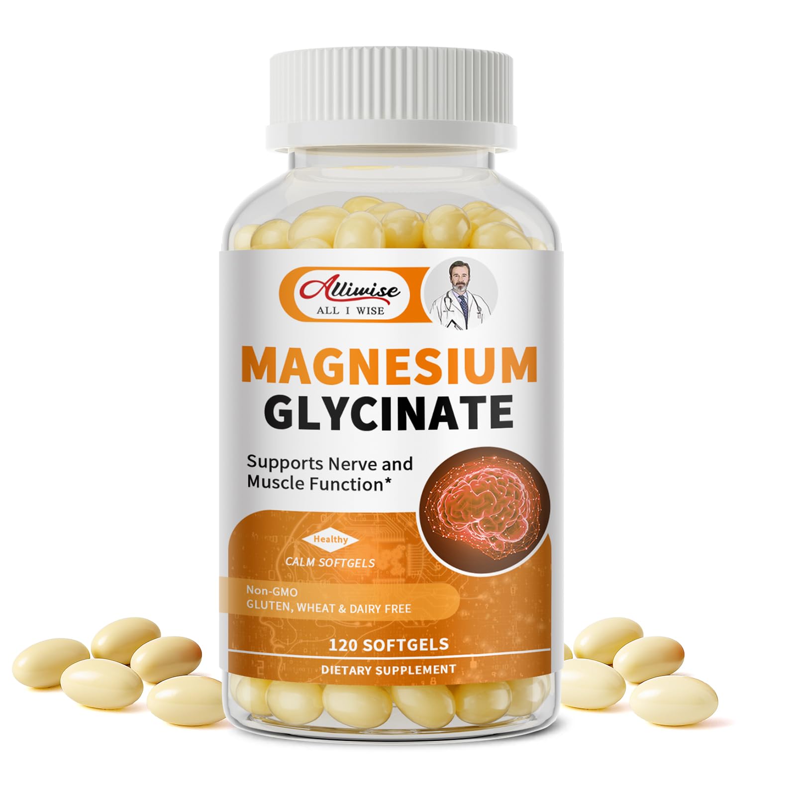Magnesium Glycinate 400mg Softgels with Vitamin D3 & B6,Small Easy to Swallow Gel Caps,High Absorption, Gentle on Stomach,Supports Sleep, Muscle & Calm,Bone Health,120 Softgels