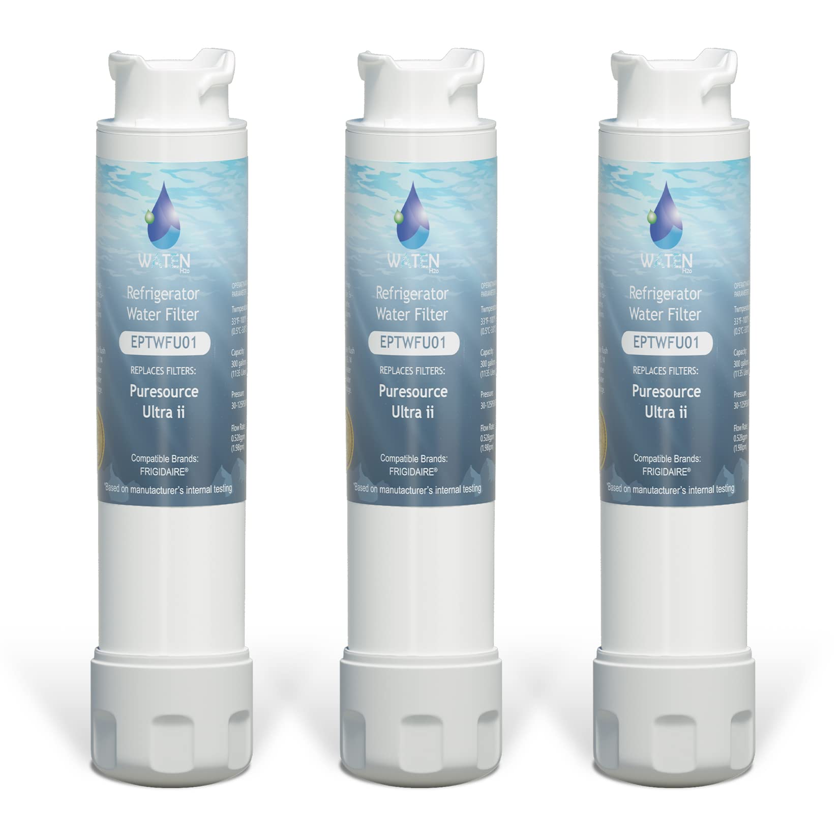 EPTWFU01 Water Filter Replacement, Compatible with Frigidaire EPTWFU01, Pure Source Ultra II, EWF02, 3 Pack