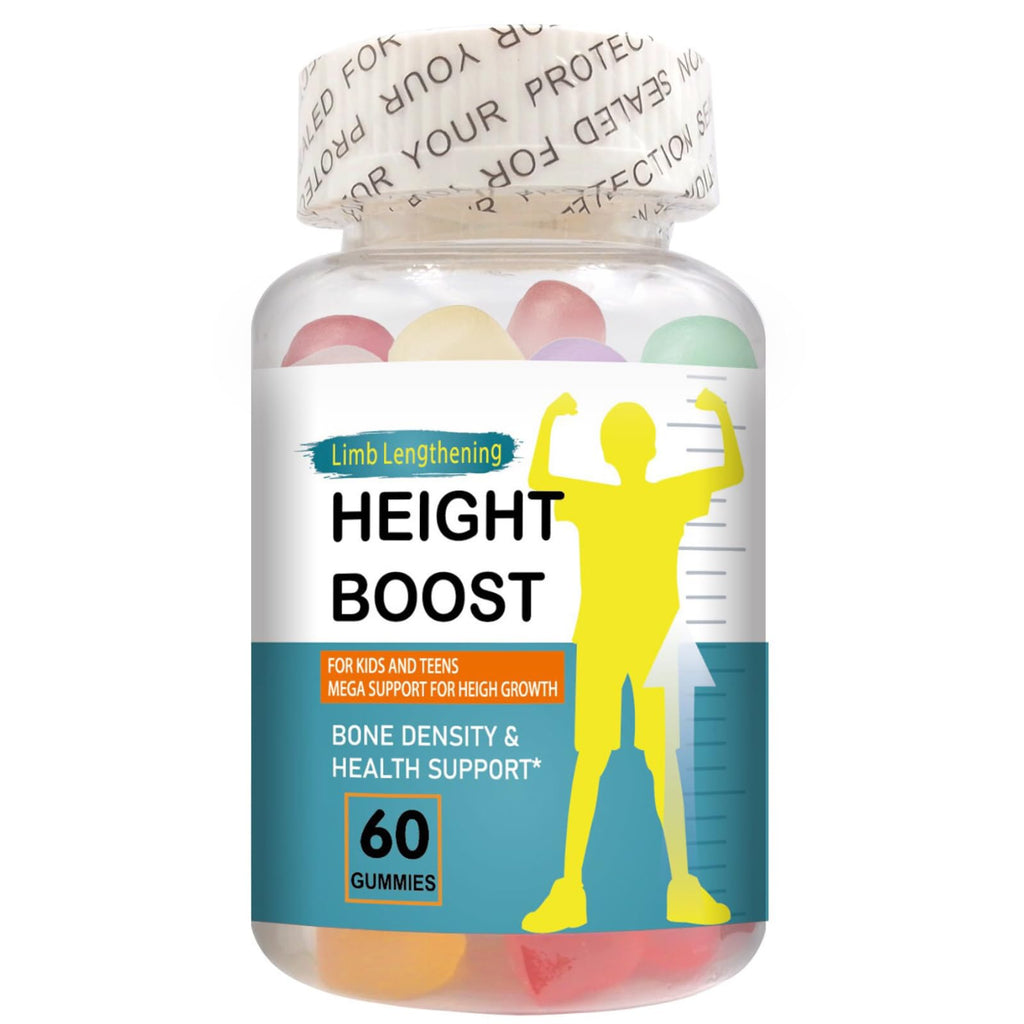 Height Boost Bone Growth Gummies for Kids & Teens – Natural Growth Support with Calcium, Vitamin D3, K2, Collagen Hydrolysate & Herbal Blend – Bone Strength & Height Supplement – 60 Gummies