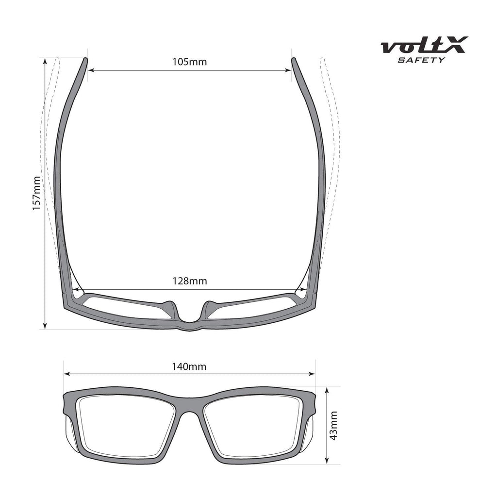 voltX 'VISION' Safety Readers, Full Lens Magnified Reading Safety Glasses (+2.5 Dioptre, Clear lens) ANSI Z87.1+ & CE EN166F - Anti fog coated UV400 lens
