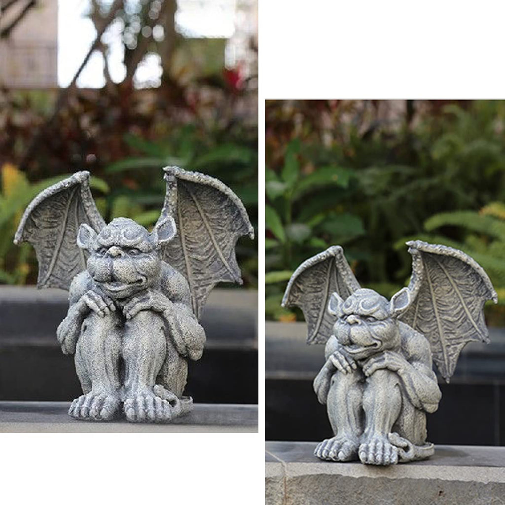 OwMell Gargoyle Sitting Statue Garden Guardian Sculpture Figurine 7 Inch