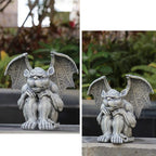 OwMell Gargoyle Sitting Statue Garden Guardian Sculpture Figurine 7 Inch