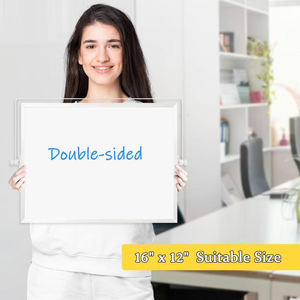 AMUSIGHT Double-Sided Magnetic White Board with Stand, 16" x 12"
