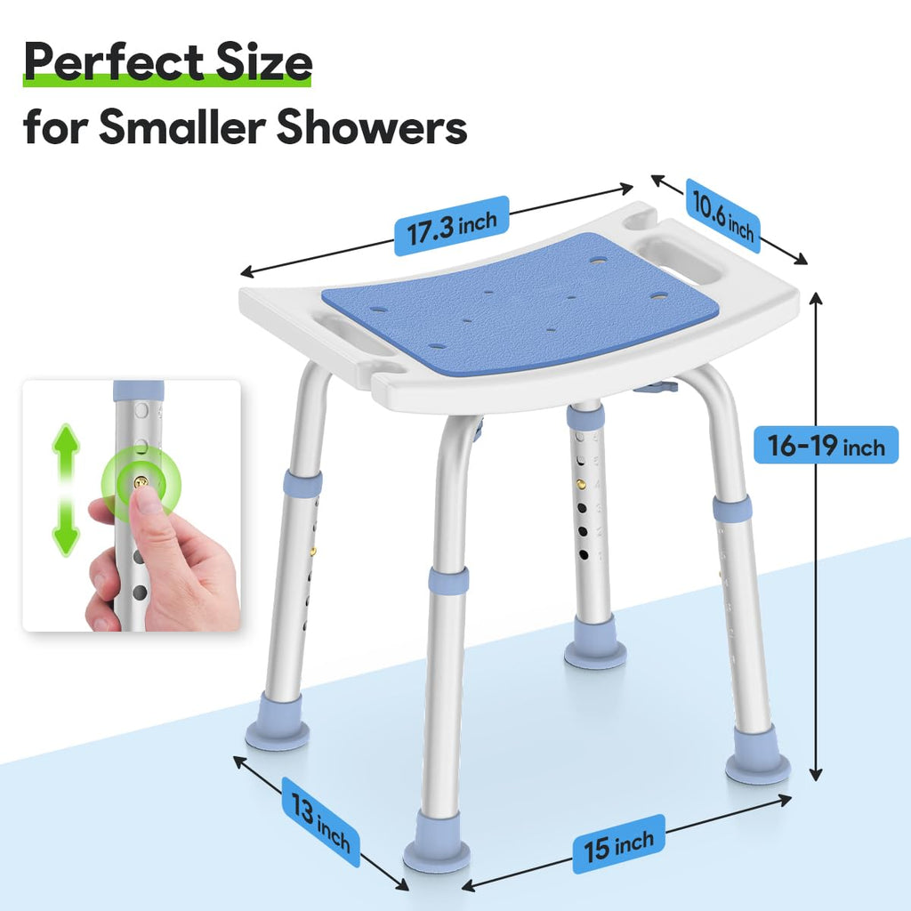 Delog Shower Chair for Inside Shower, Tool-Free Assembly Height Adjustable Shower Bench for Seniors, Elderly, Disabled, Handicap and Injured, Shower Stool 300lbs, FSA/HSA Eligible