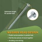 LIONMAX Pocket Hole Screws 1-1/4 Inch, 300PCS #8 x 1-1/4" Pocket Screw with Square Drive, Coarse Threads, for Indoor Wood Project, Zinc Plated, 150MM Drive Bit Included
