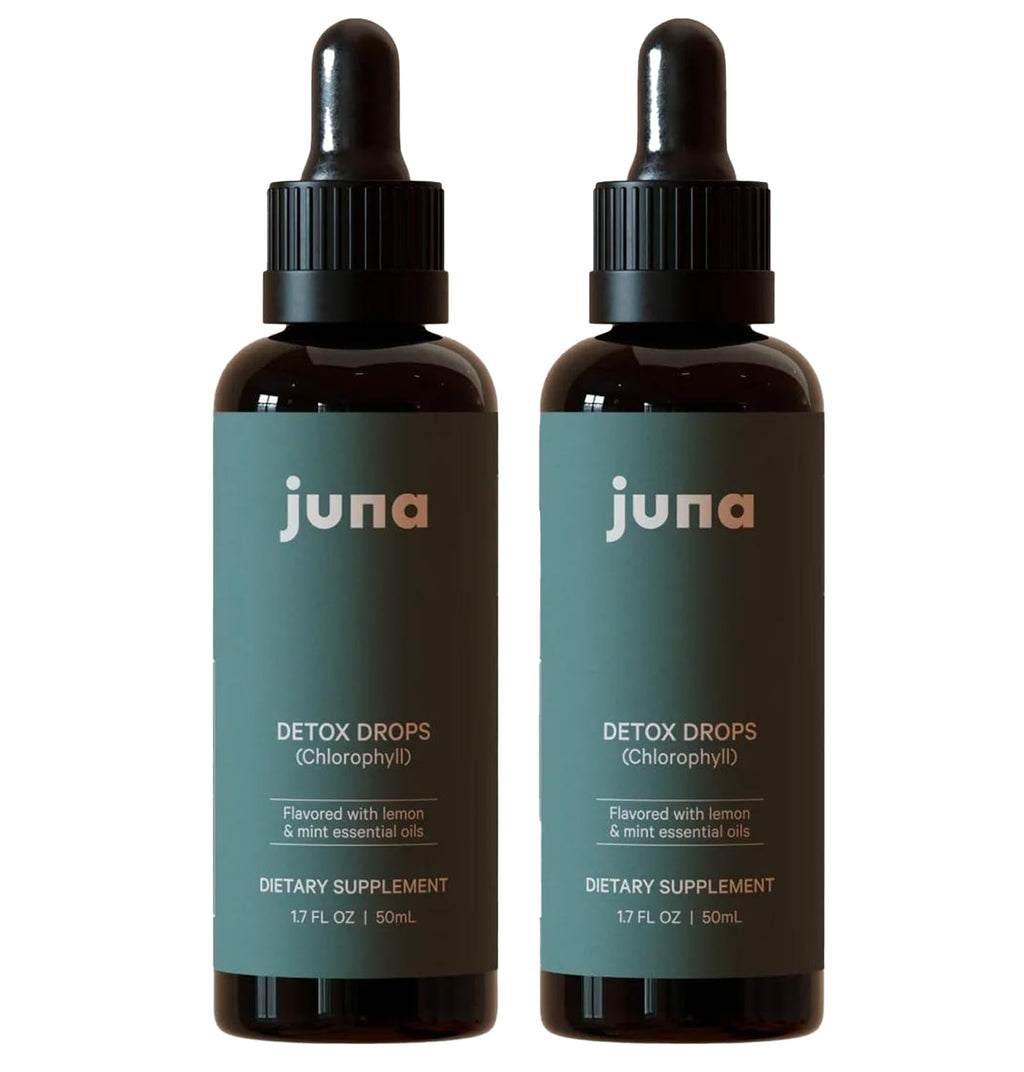 Juna Chlorophyll Liquid Drops (2-Pack) - 3X Potency Concentration - Detox, Debloat, Cleanse, Internal Deodorant, Energy & Cellular Support Supplement - Fresh Minty Lemon Taste