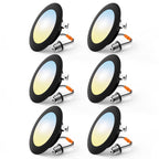 FREELICHT 6 Pack 4 Inch Retrofit LED Recessed Lighting, Selectable 2700K/3000K/4000K/5000K/6000K, Dimmable Flat LED Can Lights, 7W=60W, 700LM, IC & Damp Rated, ETL & FCC, Black