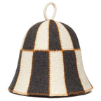 ASKOLD Wool Sauna Hat Checkered - Wool Banya Hat Sauna Cap for Men - Sauna Cap for Women to Protect Hair Grey and White