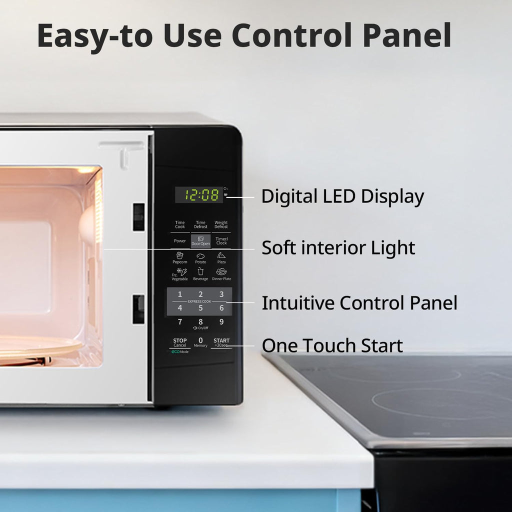 COMFEE' EM720CPL-PMB Countertop Microwave Oven with Sound On/Off, ECO Mode and Easy One-Touch Buttons, 20L, 700W, Black