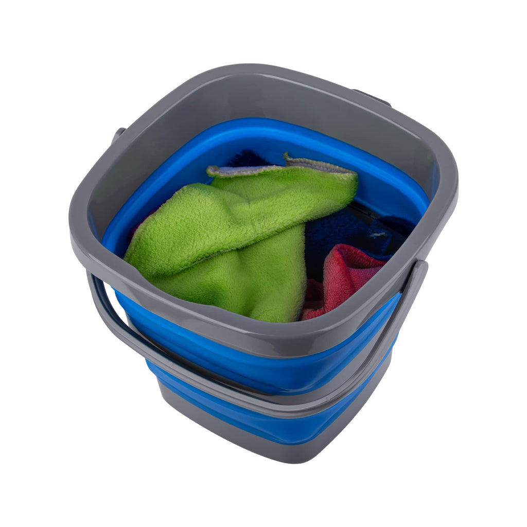 2 Pack Collapsible Plastic Bucket with 1.32 Gallon (5L) Each, Foldable Rectangular Tub for House Cleaning, Space Saving Outdoor Waterpot for Garden or Camping, Portable Fishing Water Pail