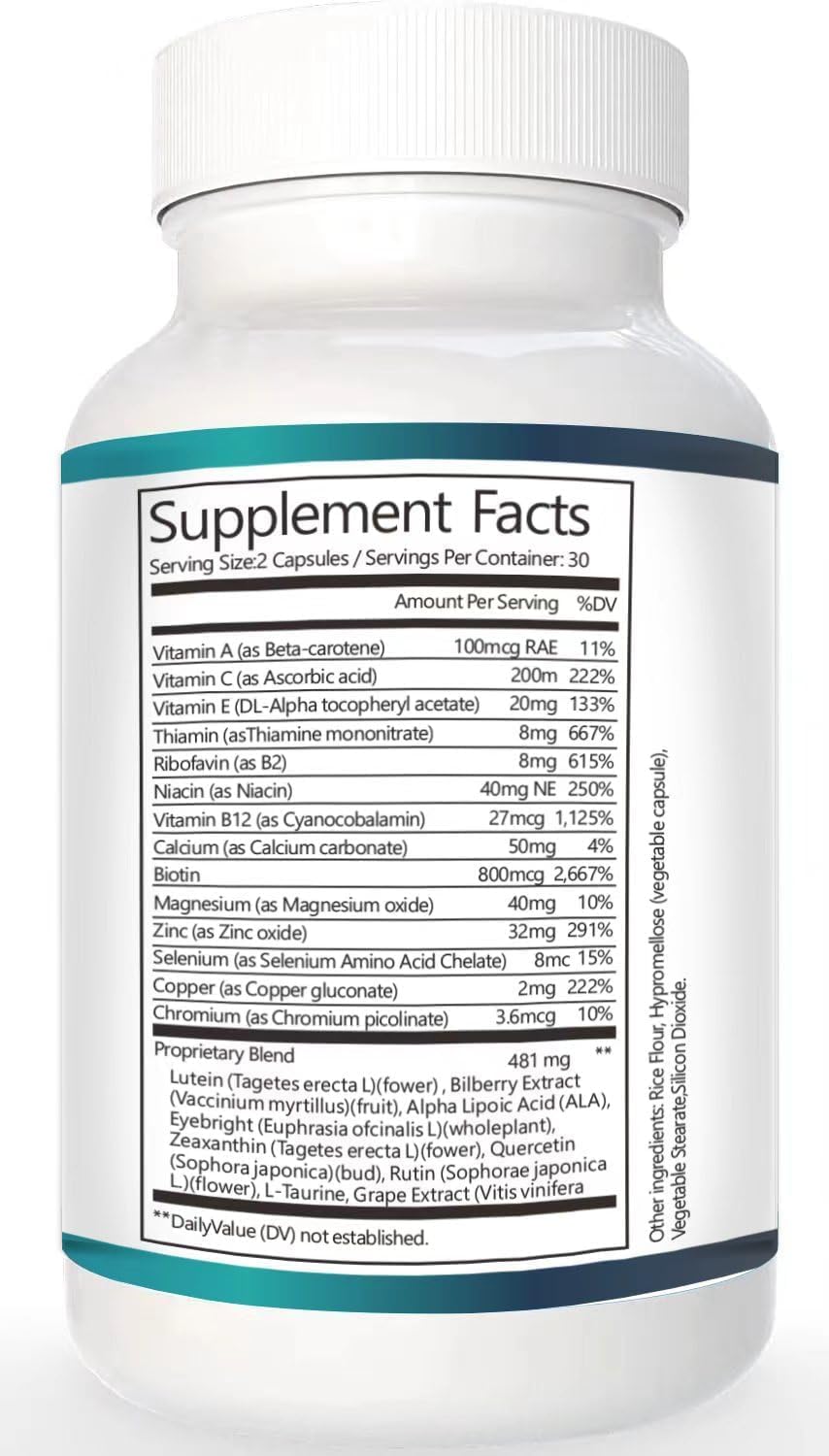 Retina Clear Pro Eye Supplement - Retina Clear for Eyes Capsules - Maximum Strength, Advanced Formula All Natural Visual Wellness, Eye Fatigue Relief & Focus（3PCS