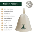 Northwood Sauna - Sauna Hat - 100% Wool Felt - Banya Hair Cap for Men & Women - One-Size-Fits-All - Soft Beige