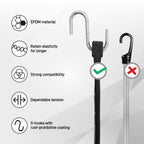 ROBLOCK 31" Rubber Tarp Straps with 150% Max Stretch, 100% EPDM Bungee Cords with Metal Crimped S Hooks, Ideal for Securing Tarps, Cargo, Canvases, Weatherproof (10 Pack)