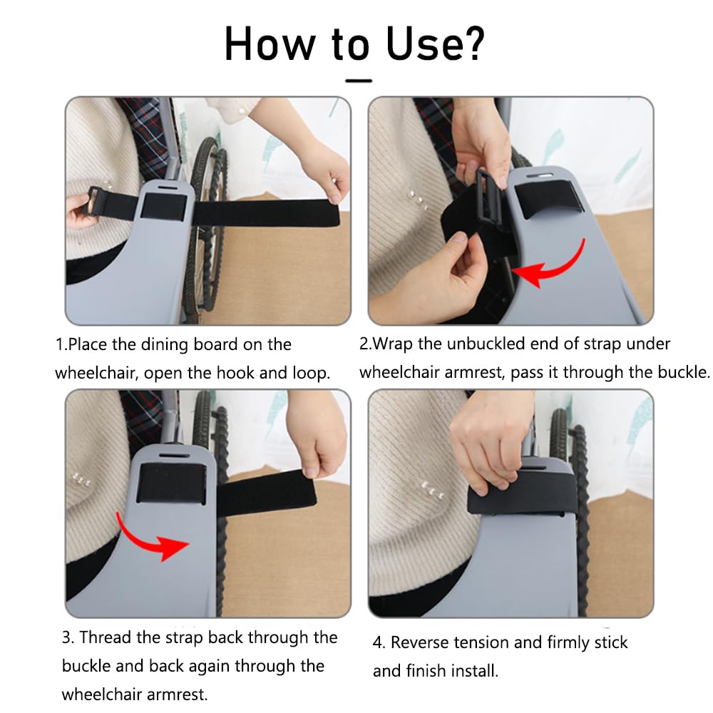 Wheelchair Tray Table - Removable Wheelchair Desk Lap Board Eating Aid for Nursing Patient, Fits Wheelchair Arms of Distance 18" - 20" (Grey)